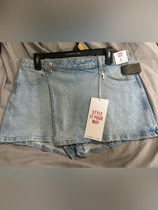 Celebrity Pink Pants - Light Wash Denim Skort - Pale Blue